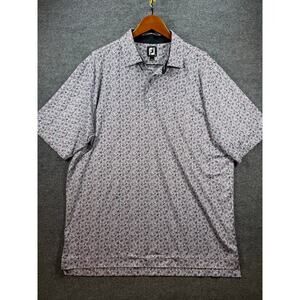 FootJoy Daisy Print Lisle Self Collar Golf Polo Men's XL Black/Pink Golf  Floral